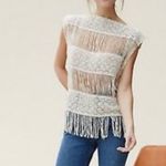 Anthropologie Callahan X Inez Crochet Fringe Boho Loose Knit Swim Cover Top Boho Photo 6