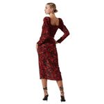 ASTR The Label Jamila Red Floral Puff Sleeve Ruched Bodycon Midi Dress M EUC Photo 13