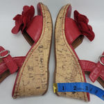 Jaclyn Smith Women's  Red Faux Leather Flower Cork Wedge Sandals Size 7M Photo 5