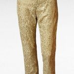 Neiman Marcus Nicole Miller Collection Gold Metallic Lace Straight Leg Pants Size 2 Photo 0