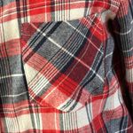 She & Sky  Classic Cotton Flannel Shirt Size Medium Red White Blue Plaid Photo 2