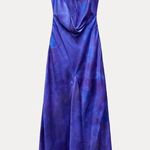ZARA  dress maxi long open back satin effect blue bodycon wedding party cocktail Photo 15