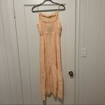 Cloth & Stone  Anthropologie Peach Midi Tiered 100% Linen Dress NWT XSMALL Photo 2