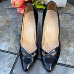 Fendi Black Satin & Patent Leather Stiletto Pumps Size 8.5 Luxury Photo 3