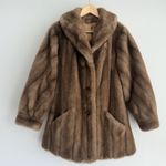 Vintage Mincara Russel Taylor Faux Fur Jacket Womens Large Tan Mob Wife Glam Brown Photo 5