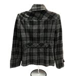 Plaid Black Gray Wool Blend Military Style Peacoat Size L Photo 1