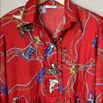 Sandro red silk cowboy boot western style long sleeve dress Size 4 Photo 3