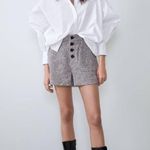 ZARA  High Waist Tweed Texture Weave Button Shorts Pink/Black Size S NEW Photo 5