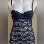 Rampage Naval Blue Lace Chemise Adjustable Straps Key Hole & Hook Closure Sz S Photo 3