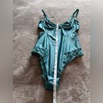 Urban Outfitters OUT FROM UNDER Teal Burlesque One Piece Tank Top Bodysuit Silky Lace Sz S EUC Photo 7