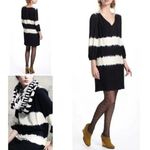 Anthropologie Floreat cream black inkwash tie dye V neck long sleeve dress 2 Photo 1