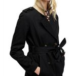 J.Crew NWT Petite 2011 Icon Trench in Black Cotton Double-Breasted Coat 0P Photo 2