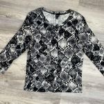 Rafaella Black, White, Gray Snakeskin Cardigan Sweater Button Front 3/4 Sleeve S Photo 4