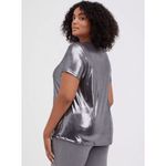Torrid Silver Liquid Shine Metallic Crew Neck Top T Shirt 3X 22-24 NWT Photo 7