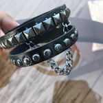 2 pcs Gothic Spike faux leather punk bracelet Chain emo Rivets Cuff Black Photo 3