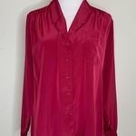 Vintage Burgundy Maroon Blouse Sz 12 Medium Red Photo 0