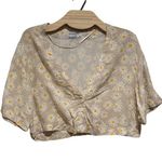 Bershka  DAISIES FLORAL BUTTON DOWN CROPPED BABY DOLL TOP VNECK TOP Photo 0
