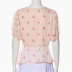 Love Shack Fancy  powder blush pink short sleeve blouse NWT Photo 2