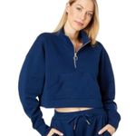 We Wore What NWT  Revolve Cropped Half Zip Sweatshirt in Dress Blue size L Photo 0