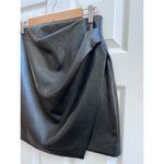 Wilfred Aritzia  Black High Waist Vegan Leather Front Gathered Wrap Skirt Size 6 Photo 2