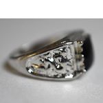 Source Unknown NWOT Art Deco Etched Silver Tone Black Stone Inset Size 11.5 Trendy Signet Ring Photo 3