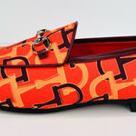 Gucci  Jordaan Horsebit Logo Print Orange Fabric Flat Barbie Loafers Size EU 38 Photo 0