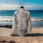 Y2K California Collection Inc Art Blazer 12? Floral Button Linen All Over Print Photo 1