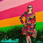 J.Crew  Floral Tiered Long Sleeve Dress Size US‎ 2 Colorful Long Sleeve Photo 1