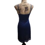 Vassarette  Slip Dress Womens Navy Blue Lace V Neck Adjustable Strap‎ Romantic Photo 2