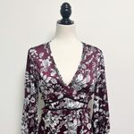 Bardot Jolie Floral V Neck Cuff Sleeve Sheer Lattice Ruffle Midi Dress Small 6 Photo 1