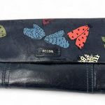 Fossil ELLIS Portfel navy Wallet Clutch Checkbook Butterfly Insect Billfold Photo 0