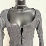 Cotton On Y2K baby Tee cropped Mesh Button Up Crop Top Gray size M Photo 7