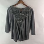Gimmicks by BKE BKE Gimmicks S Gray Gold Velour Embellished Top Photo 5