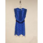 Sandro Paris Dress Womens Small Lace Sleeveless Belted Geometric Detail Chic Photo 1