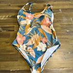 Kona Sol  Floral Tropical One Piece Cream Tan Blue Neutral Small Photo 0