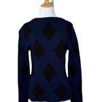Ann Taylor  Blue Black Diamond Mock Neck Long Sleeve Acrylic Sweater Womens XS Photo 0