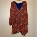 Free People  Floral Scarf Teegan Mini Dress V Neck Size L Photo 5
