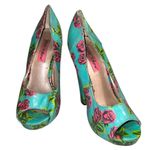Betsey Johnson Women's Floral Peep Toe Heels - Blue and Pink Photo 5
