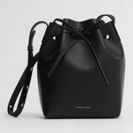 NWT Mansur Gavriel BUCKET BAG Vegetable Tan Leather Black Flamma Red Photo 0