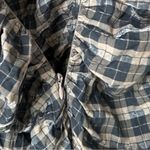 Ganni  Ruched Seersucker Mini Dress Plaid Tan Black beige puff sleeves neutral Photo 11