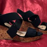 American Eagle Black Strappy Platform Wedge 4” Heels size 7.5 Photo 2