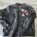 Torrid Black Whatever 92 Love Oh Yeah Patch Bomber Zip Up Jacket Coat Size 1/XL Photo 7