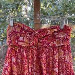 Anthropologie Women's Harem Strapless Jumpsuit Orange Printed Size S Photo 6