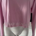 Bebe Sport Pink Cloud Cropped Long Sleeve Top Tee Size L NWT Photo 2