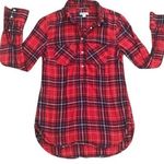 Merona Red Flannel Plaid Holiday Country Tunic Shirt Photo 0