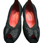 Pas De Rouge Women's Shoes Peep Toe Wedges black nubuck suede leather 38 1/2 Size 8 Photo 0