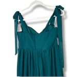 Lulus  NWOT Radiant Charisma Emerald Chiffon Ruched Tie-Strap Maxi Dress Medium Photo 7