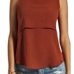 Theory  Tank‎ Top Women Small Brown Orange Double Georgette Silk Apala Shell Photo 0
