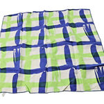VTG 100% Silk Green Blue White Check Plaid Handkerchief Square‎ Scarf Retro Art Photo 0