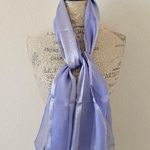Striped Satin Sheer Light Purple Neck Scarf Photo 0
